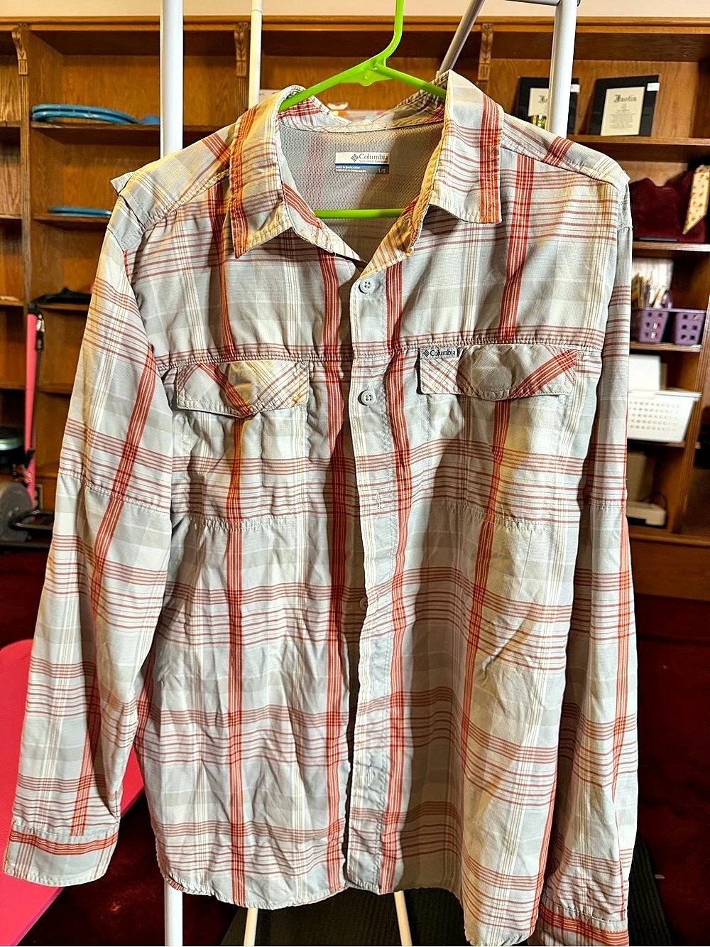Columbia Silver Ridge Utility Lite Plaid Long-Sleeve Shirt White & Red Large